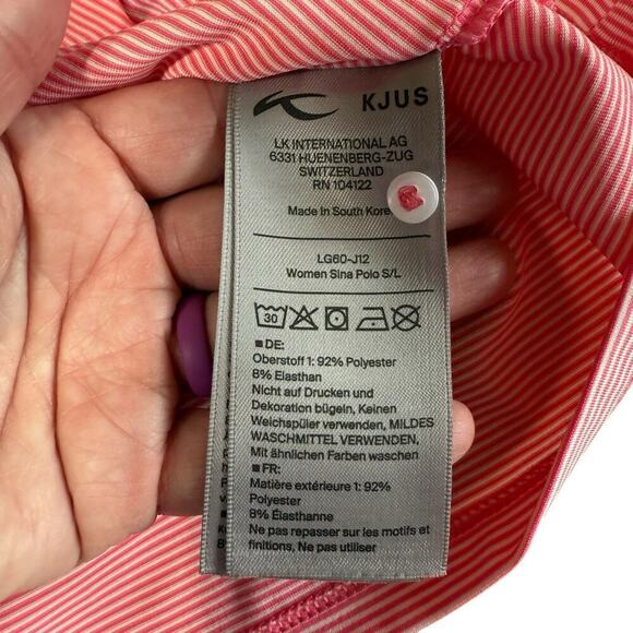 KJUS Shirt Women's Sina Pink White Stripe M golf Polo Preppy Prep Athleisure - Picture 6 of 10